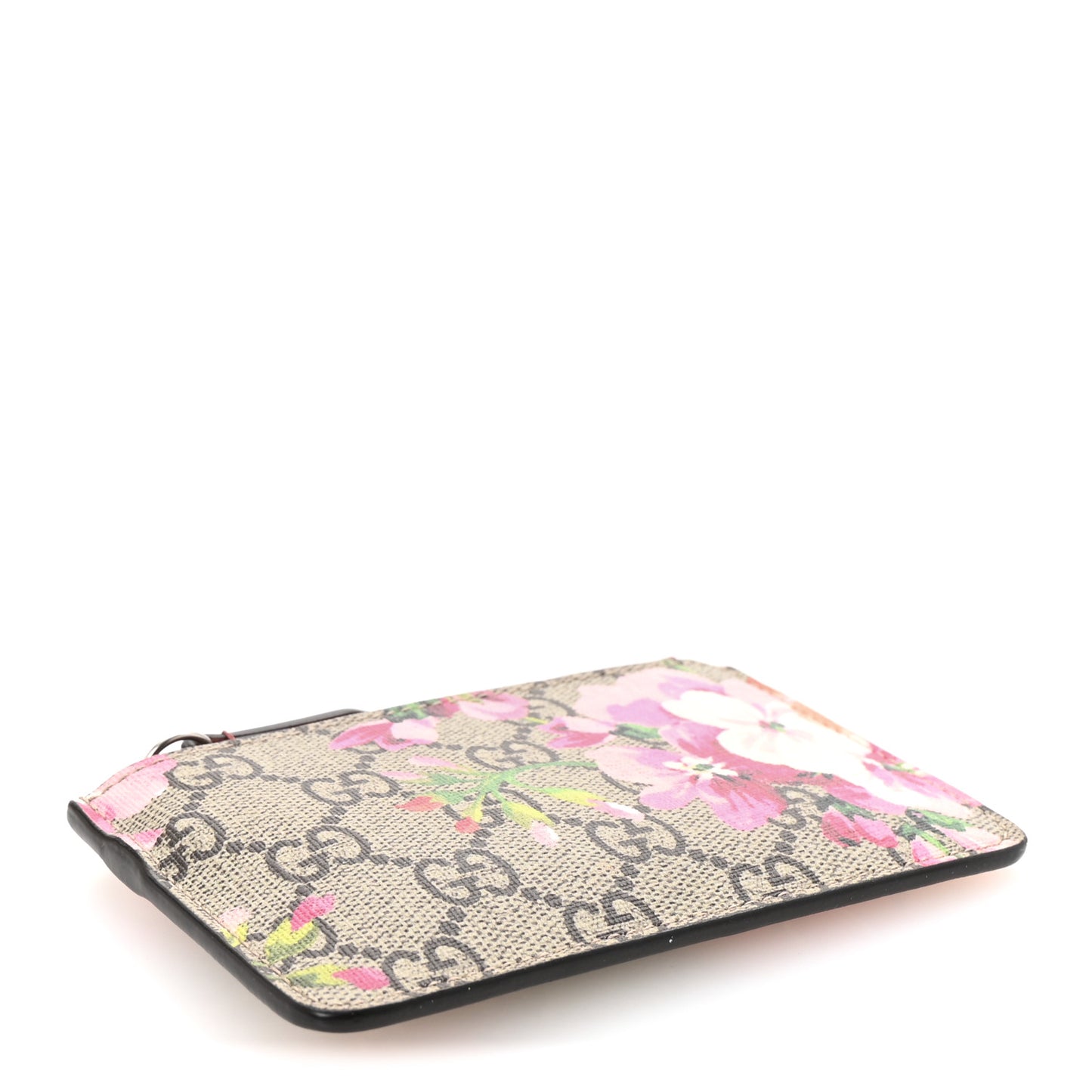 GG Supreme Monogram Blooms Key Ring Coin Case Beige Multicolor Dry Rose