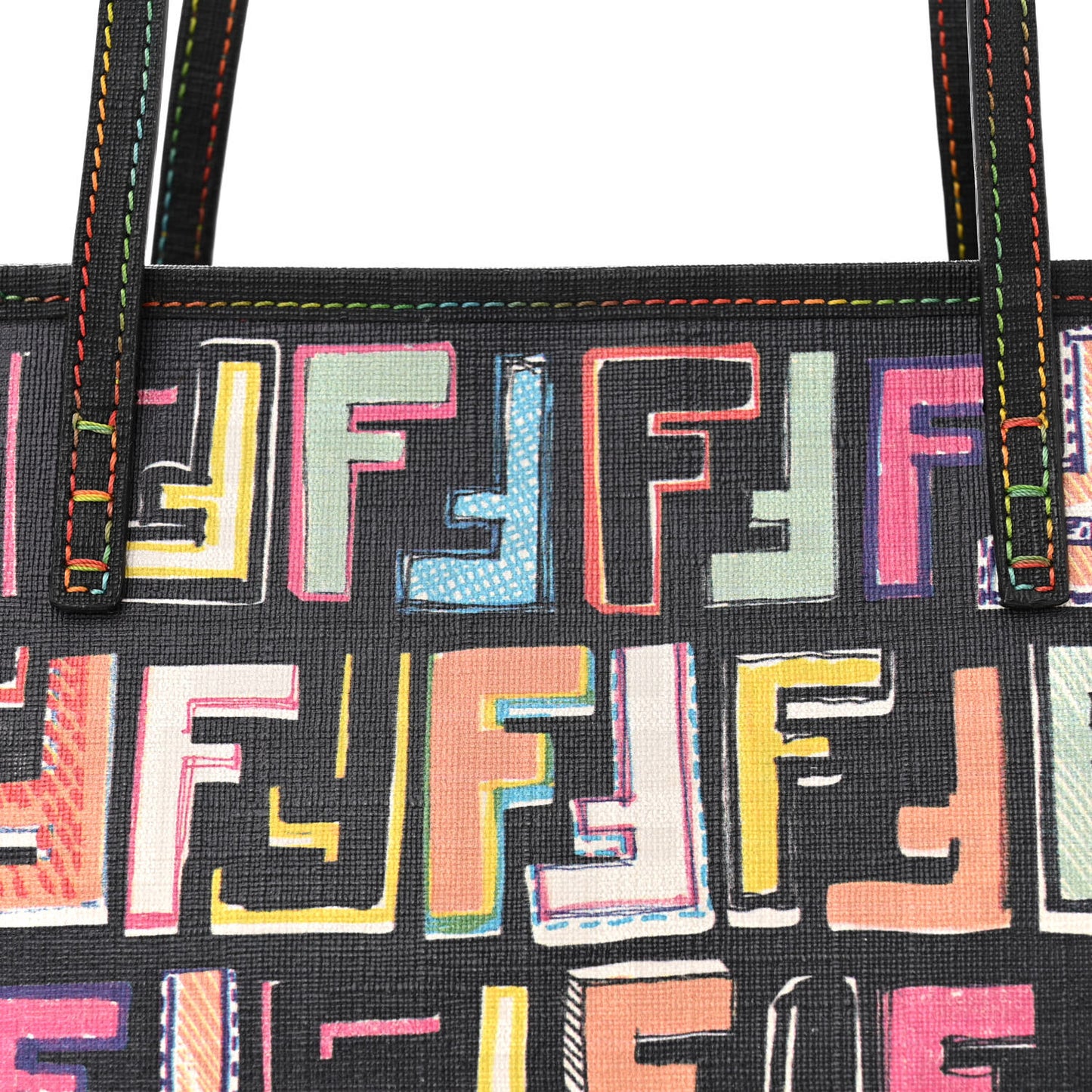 Zucca Spalmati Vitello FF Multicolor Mini Roll Tote Black Multicolor