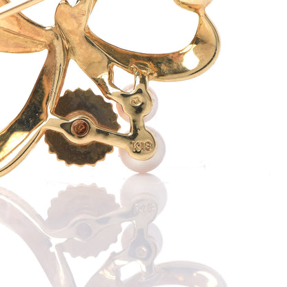 Mikimoto 18K Yellow Gold Akoya Pearl 3.5-4mm Heart Ribbon Brooch 4 of 4