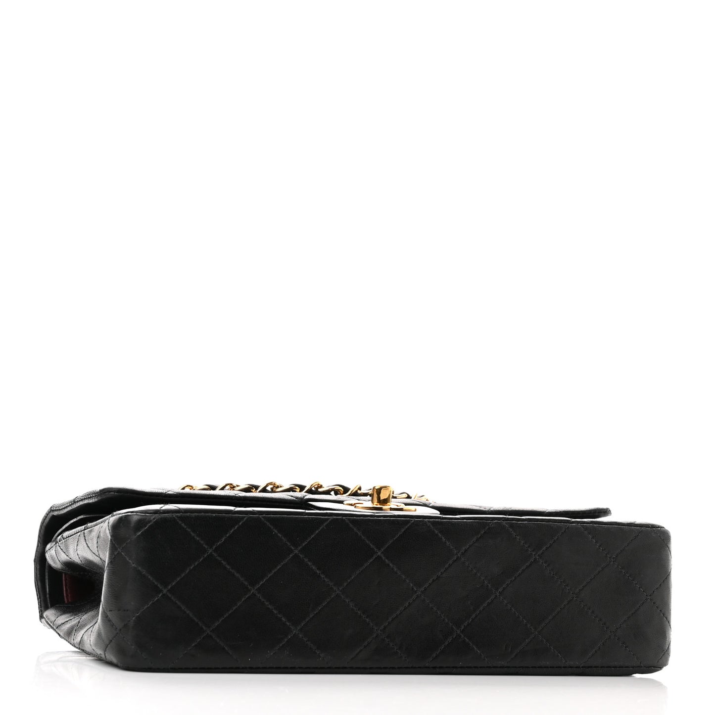 Lambskin Quilted Medium Double Flap Black