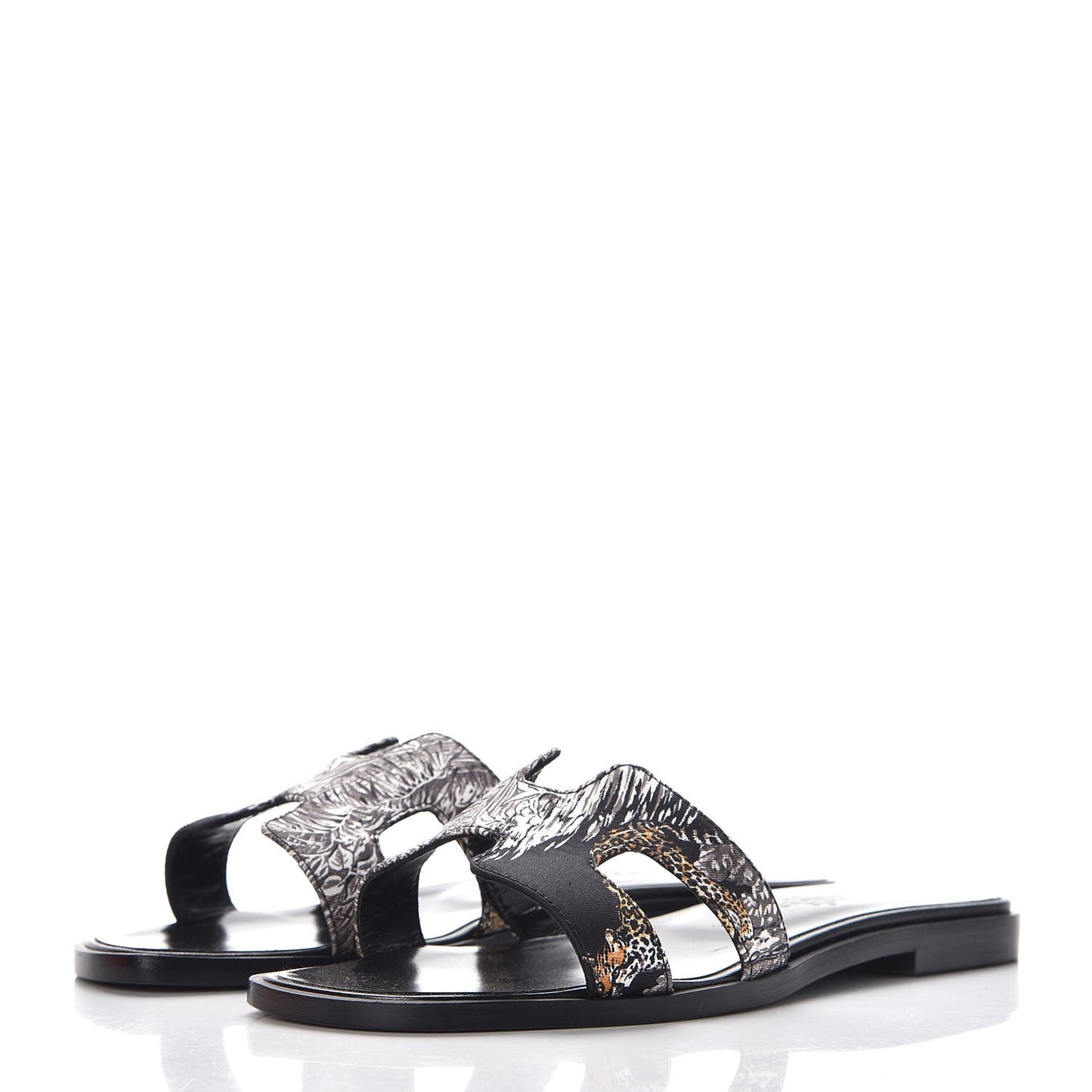 Silk Printed Equateur Tattoo Oran Sandals 35 Black