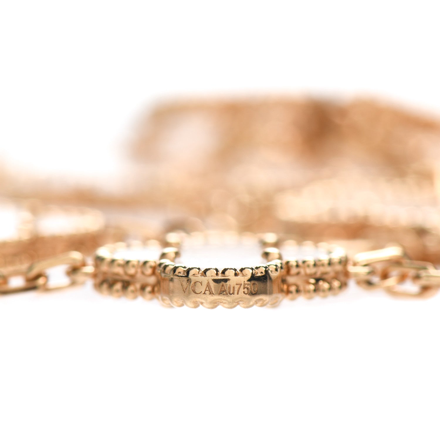 Van Cleef & Arpels 18K Yellow Gold Rock Crystal 20 Motifs Vintage Alhambra Necklace 5 of 6
