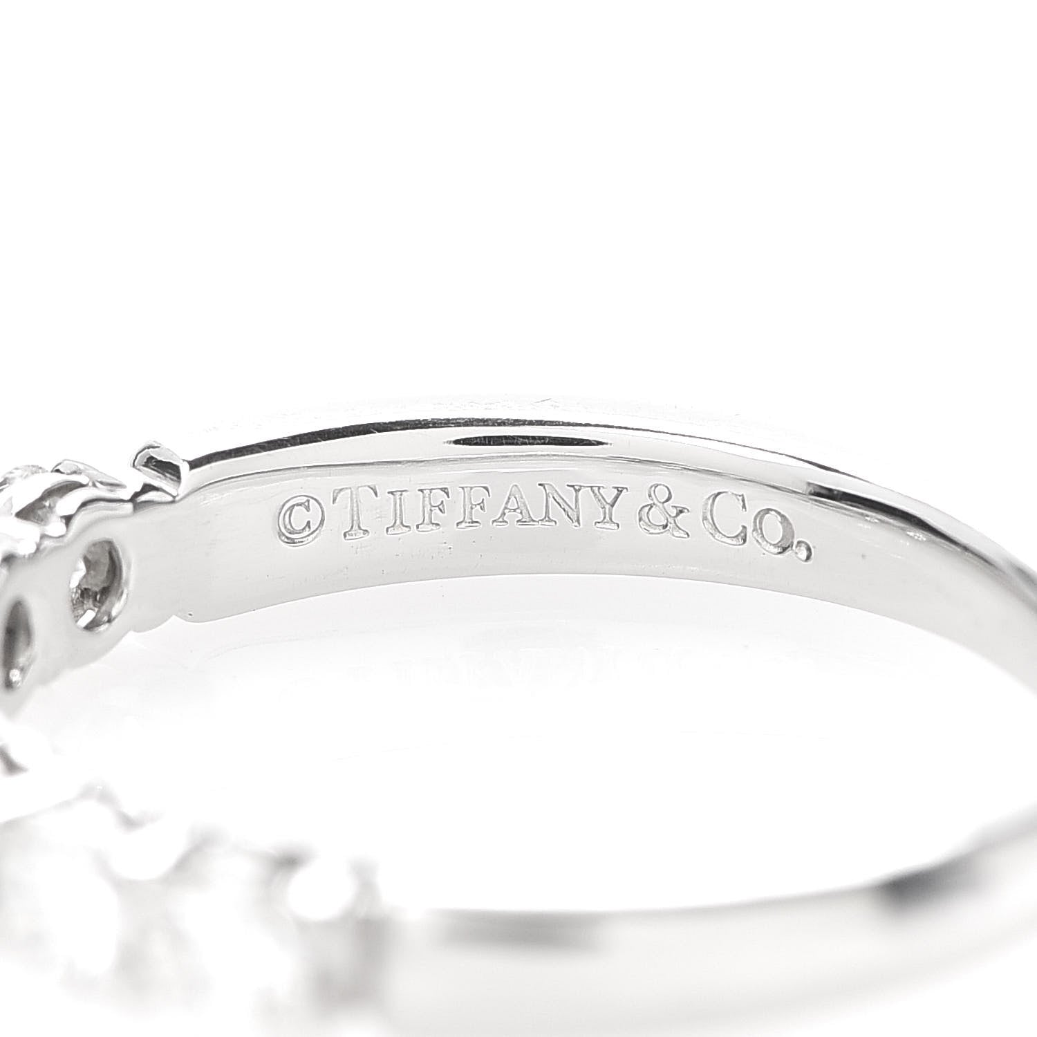 Tiffany Platinum Diamond 3mm Half Circle Embrace Band Ring 53 6.25 4 of 5