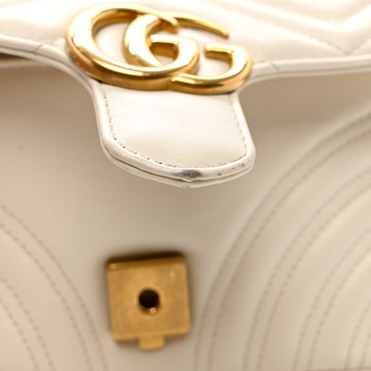 Gucci Calfskin Matelasse Mini GG Marmont Shoulder Bag White 7 of 9