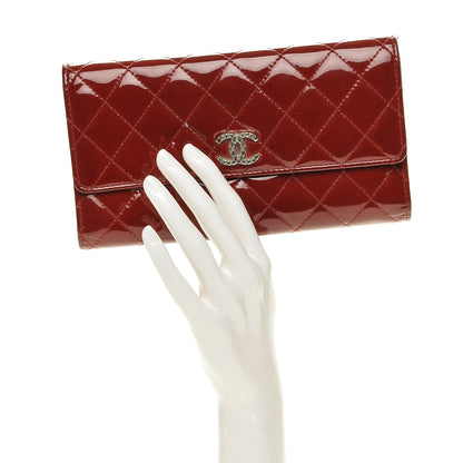 Chanel Patent Calfskin Quilted Large Brilliant Flap Wallet Dark Red 2 of 15