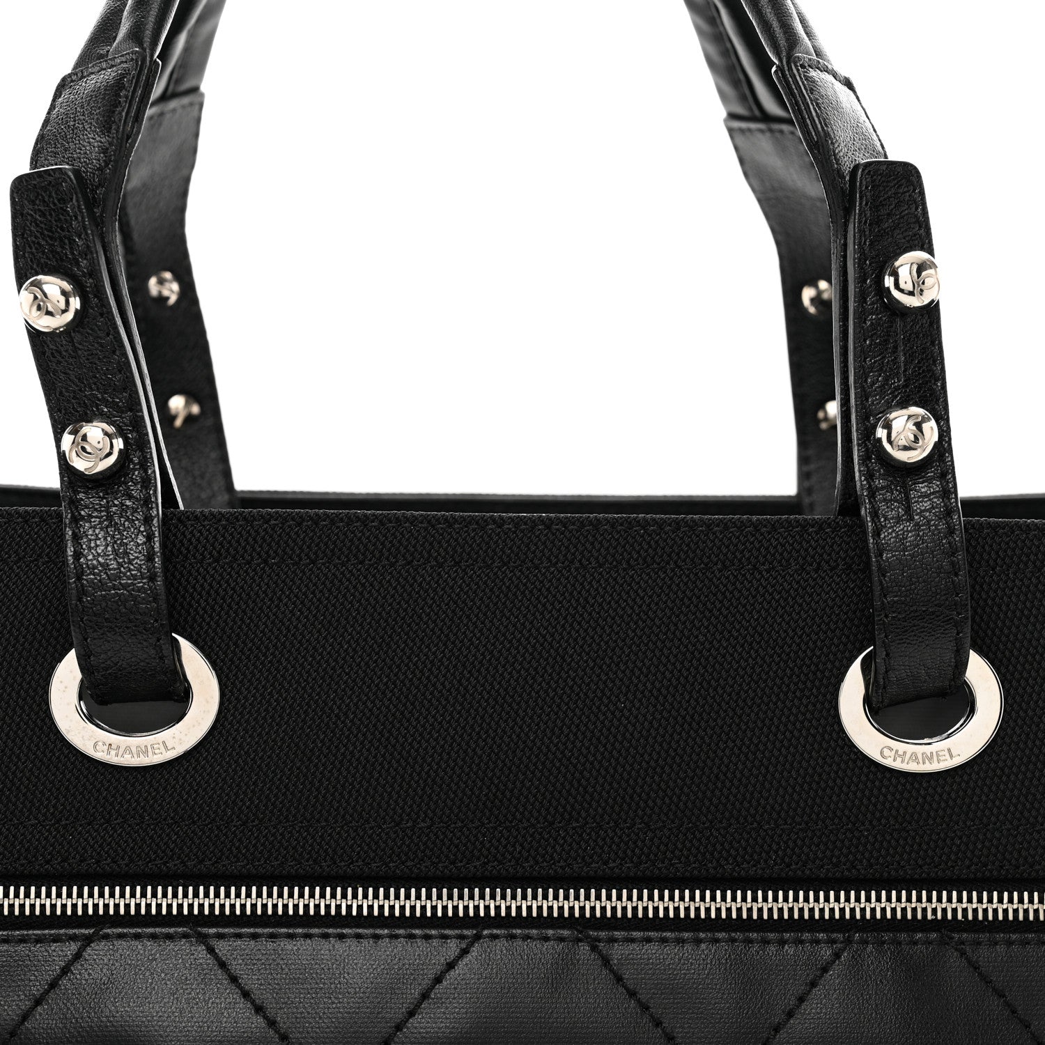 Chanel Coated Canvas Quilted Large Paris Biarritz Tote Black 5 of 10