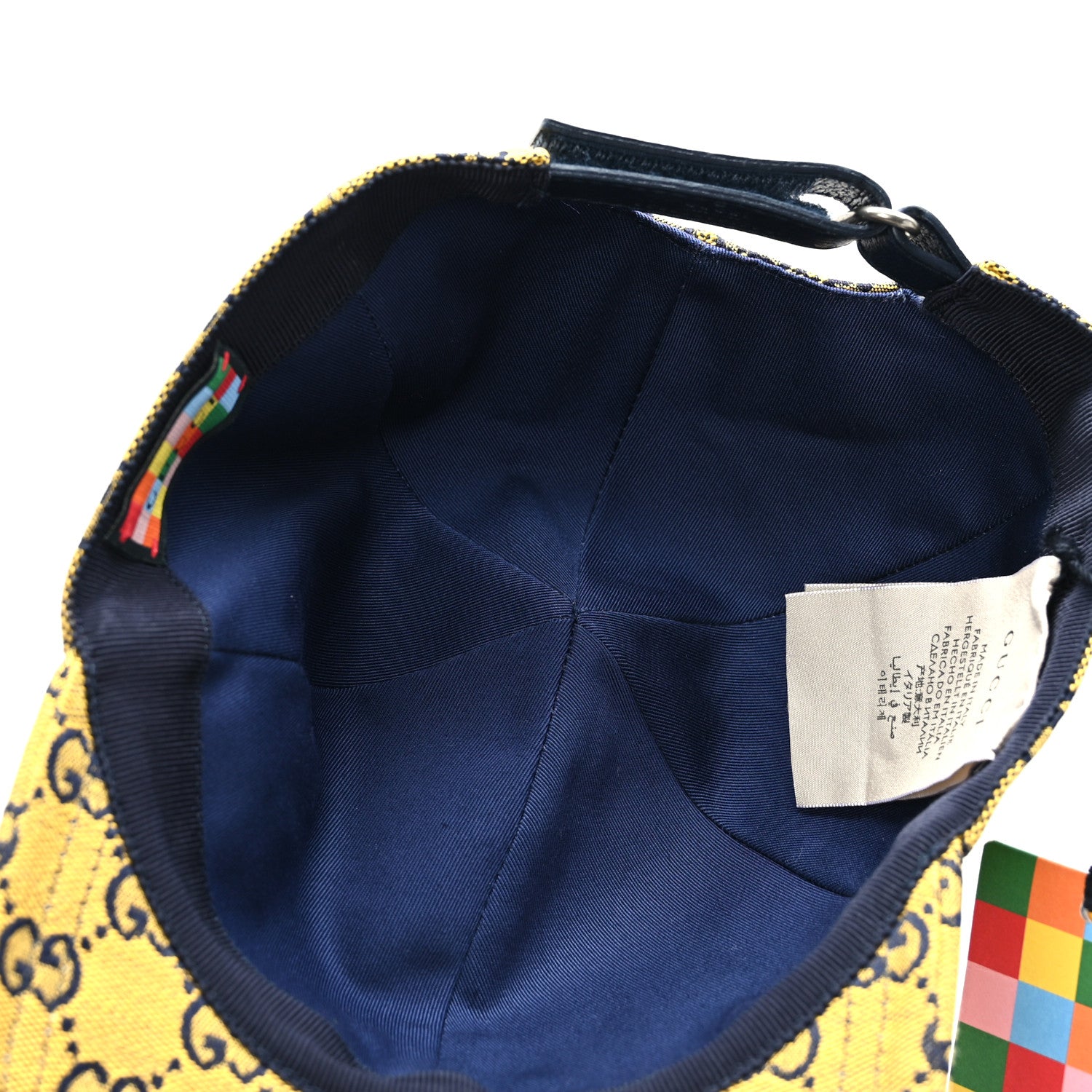Gucci Monogram Multicolor Retro Interlocking G Baseball Hat M Yellow Blue 6 of 8
