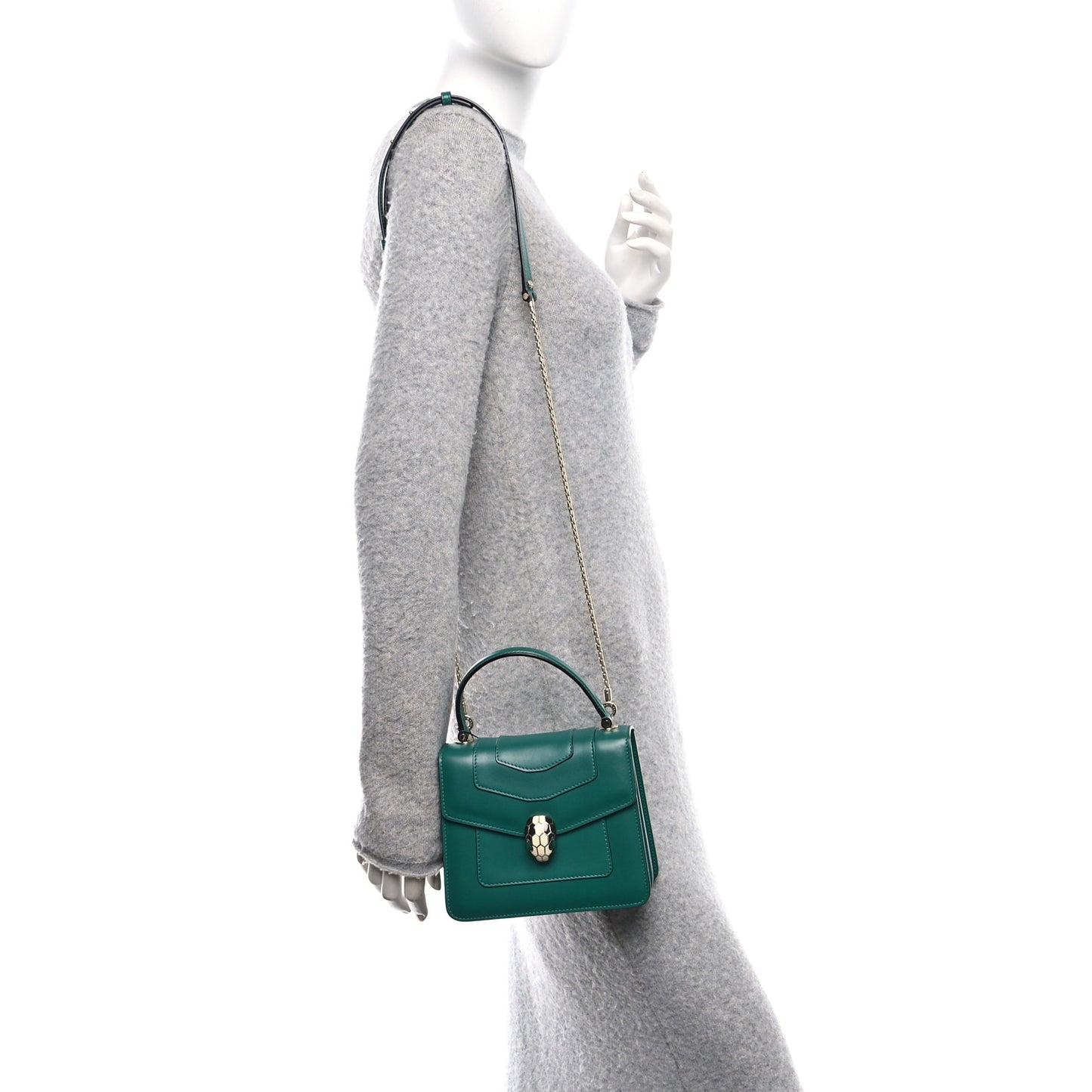 Calfskin Serpenti Forever Top Handle Emerald Green