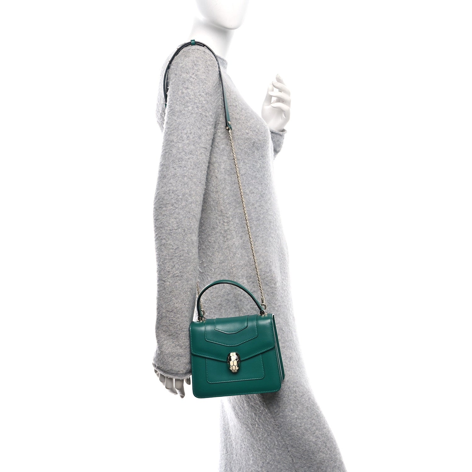 Bulgari Calfskin Serpenti Forever Top Handle Emerald Green 2 of 11