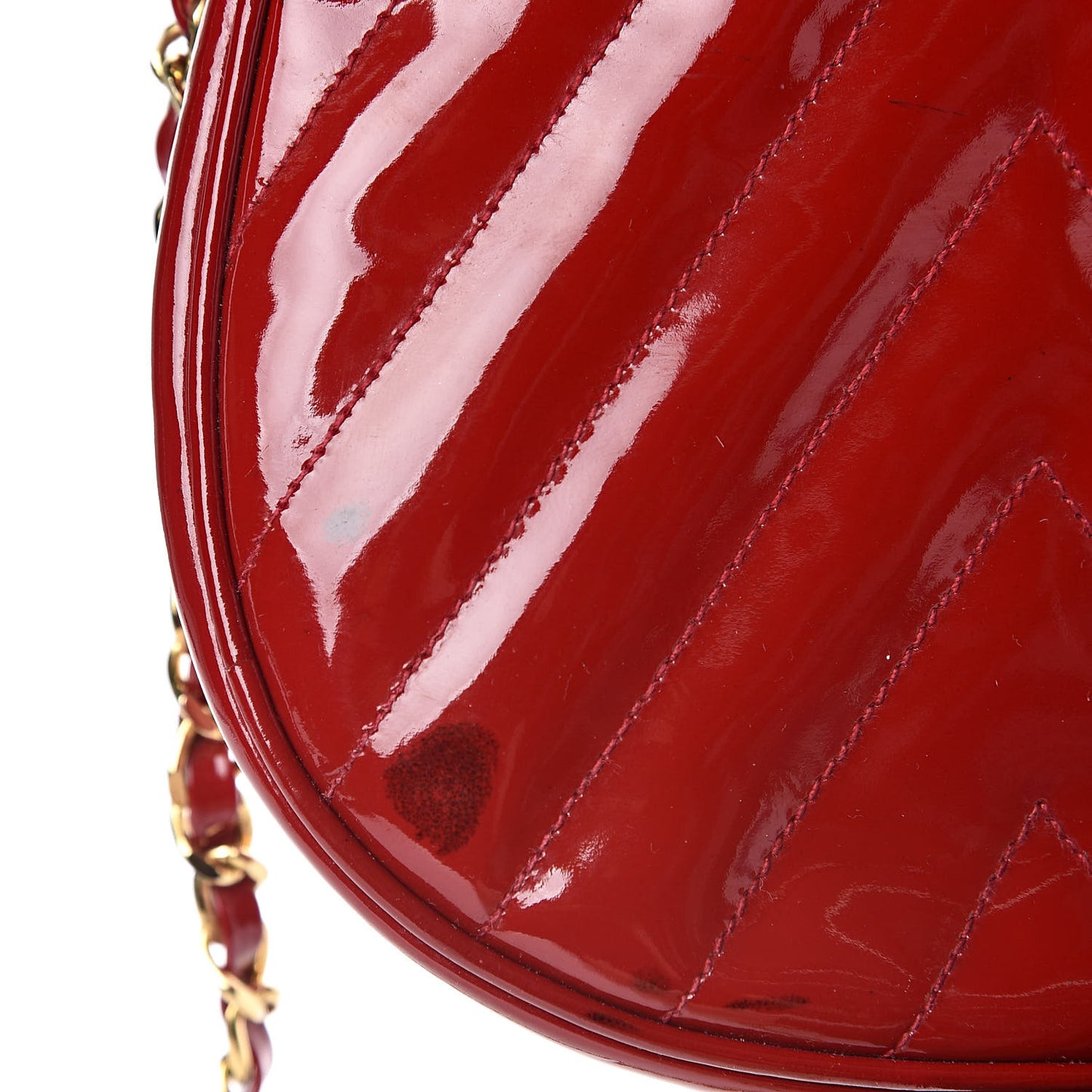 Patent Quilted Chevron Mini Flap Bag Red