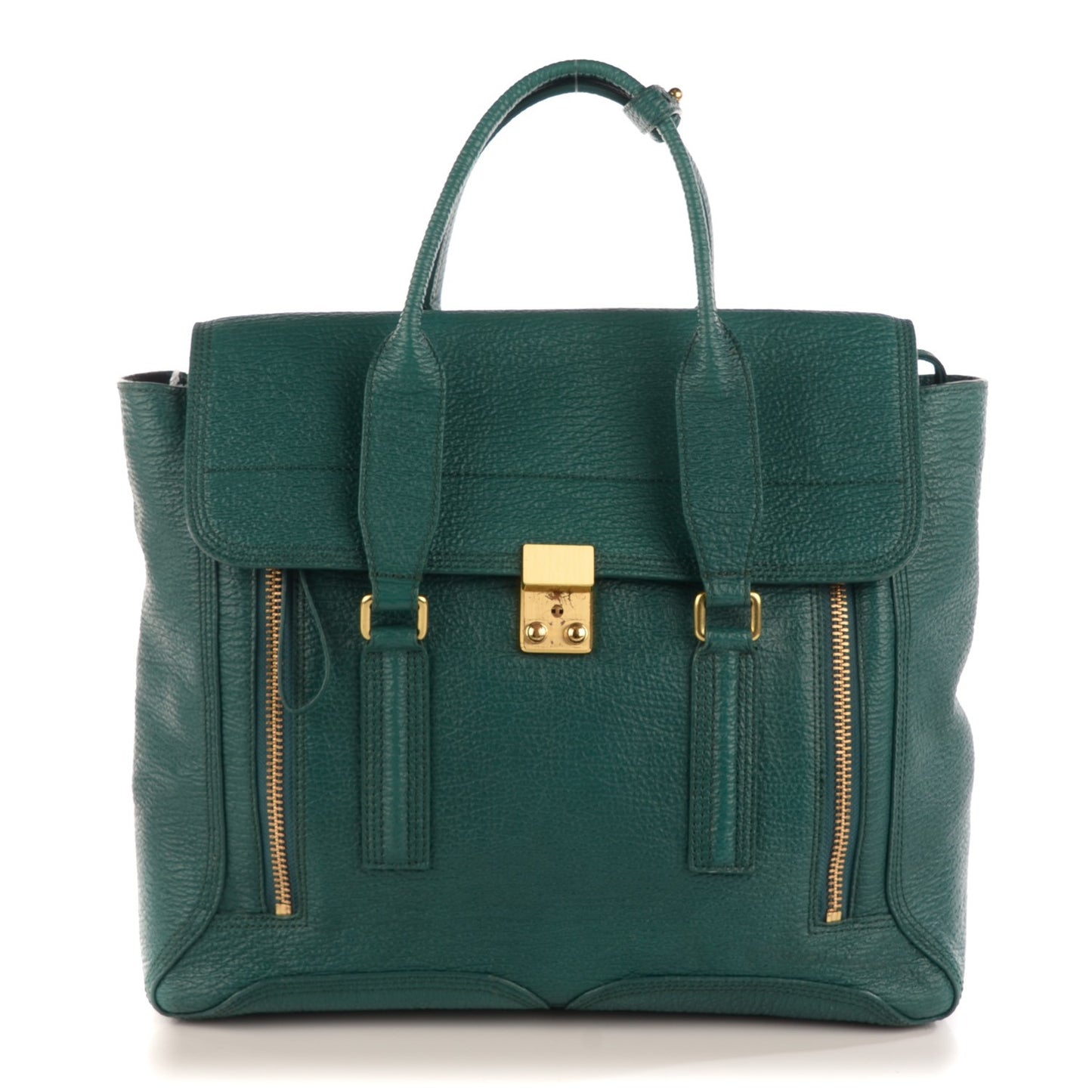 3.1 Textured Leather Large Pashli Satchel Jade