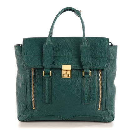 3.1 Phillip Lim 3.1 Textured Leather Large Pashli Satchel Jade 1 of 9