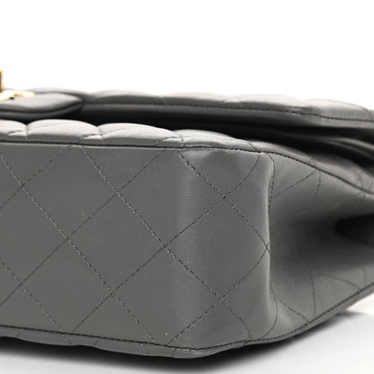 Chanel Lambskin Quilted Medium Double Flap Dark Grey 10 of 12