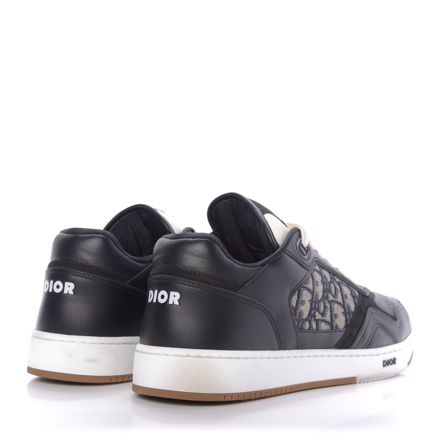 Christian Dior Smooth Calfskin Jacquard Oblique Mens B27 Low Top Sneakers 43 Black Blue 4 of 9