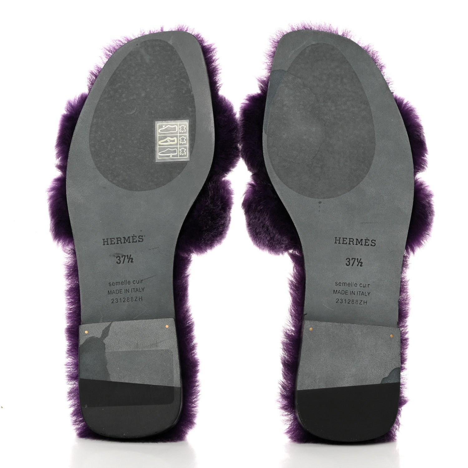 Hermes Woolskin Oran Sandals 37.5 Violet Fonce 5 of 7