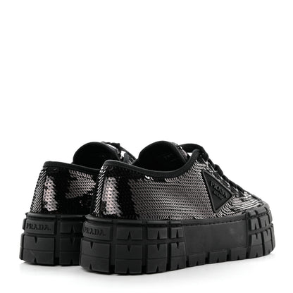Prada Paillettes Triangle Logo Double Wheel 50mm Sneakers 38 Black 4 of 9