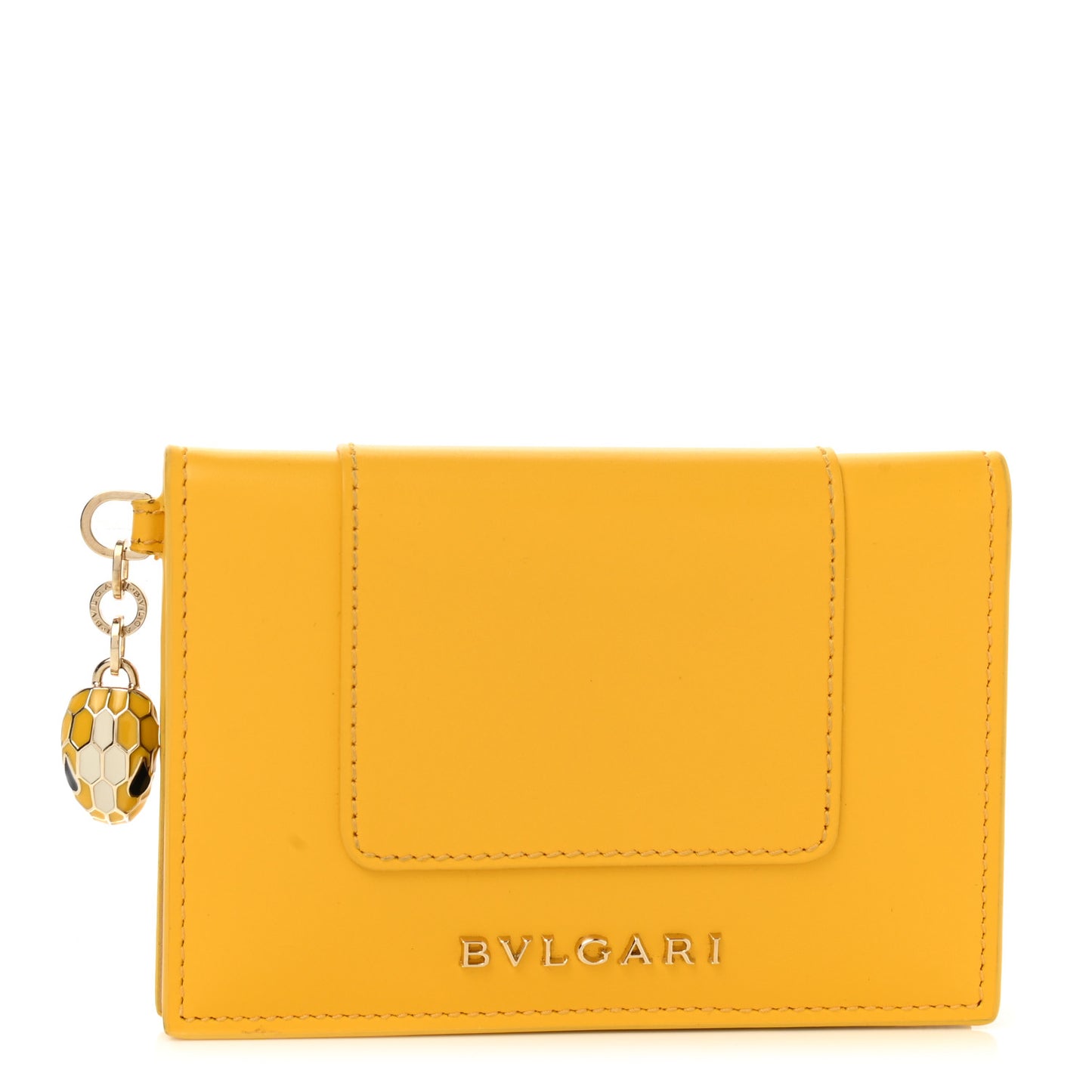 Serpenti Calfskin Forever Card Case Sun Citrine Yellow