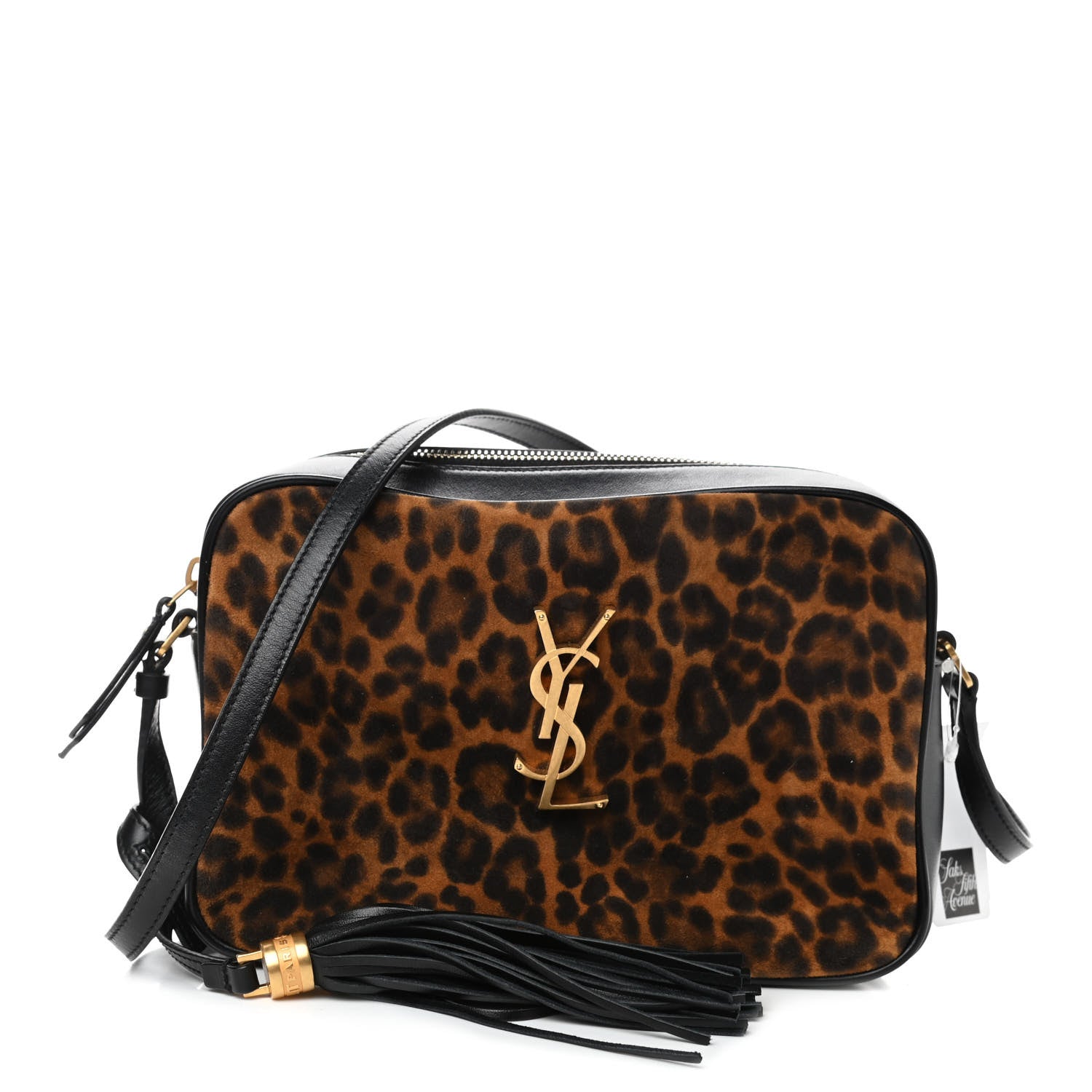 Saint Laurent Calfskin Leopard Print Monogram Lou Camera Bag Black 1 of 4