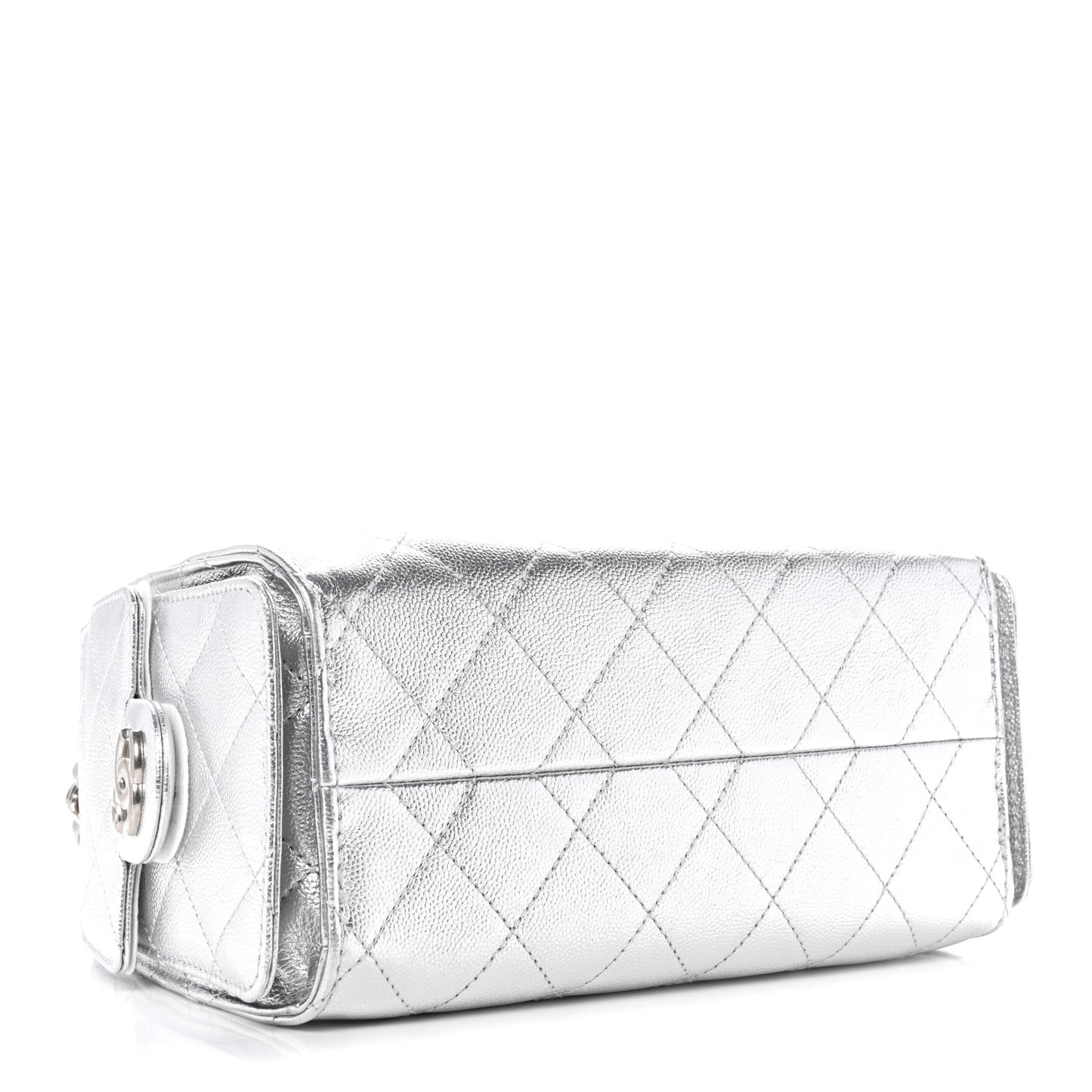 Metallic Caviar Quilted Mini Chanel 25 Handbag Silver