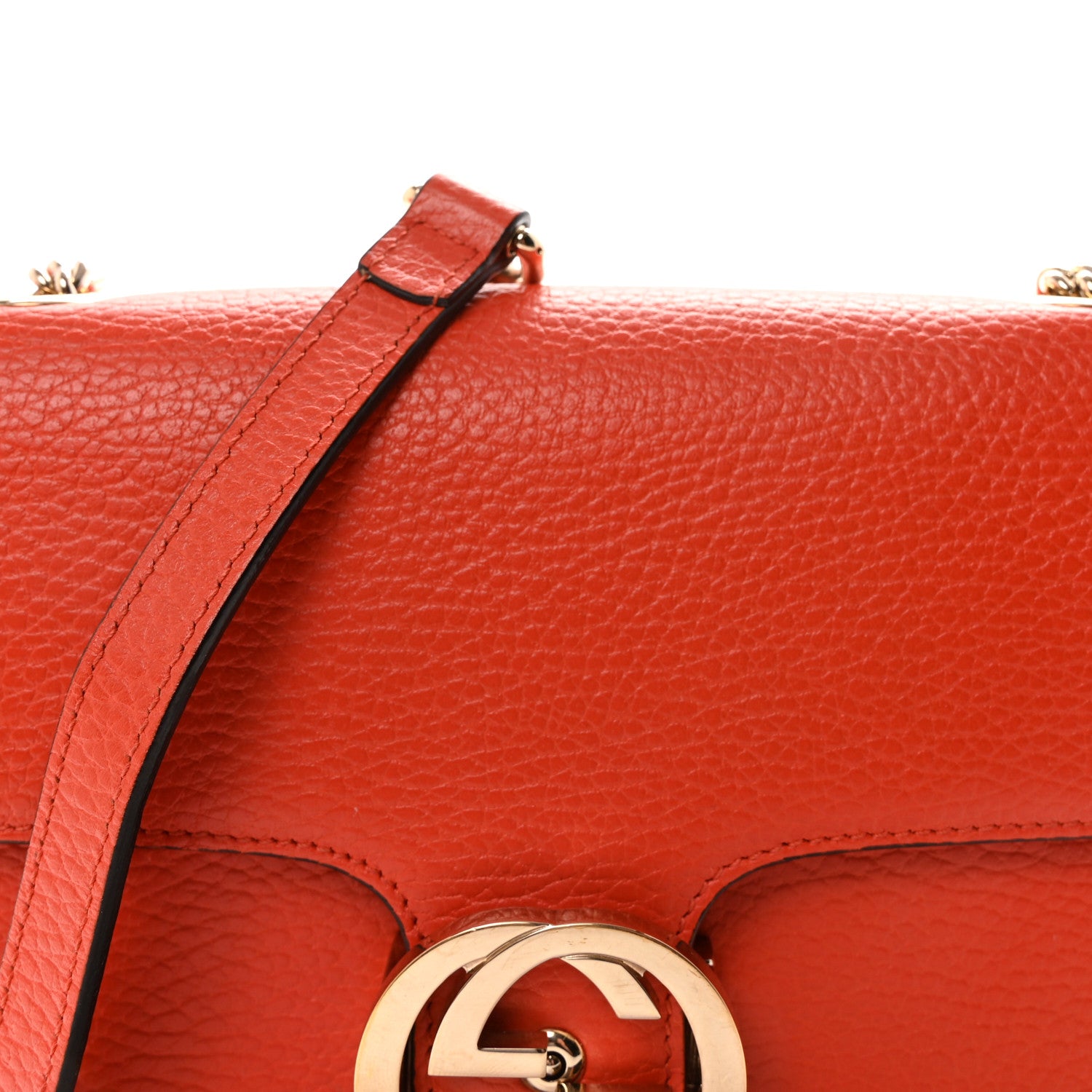 Gucci Dollar Calfskin Small Interlocking G Shoulder Bag Sun Orange 8 of 10