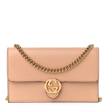 Gucci Textured Calfskin Icon Chain Wallet Pink Apricot 1 of 10