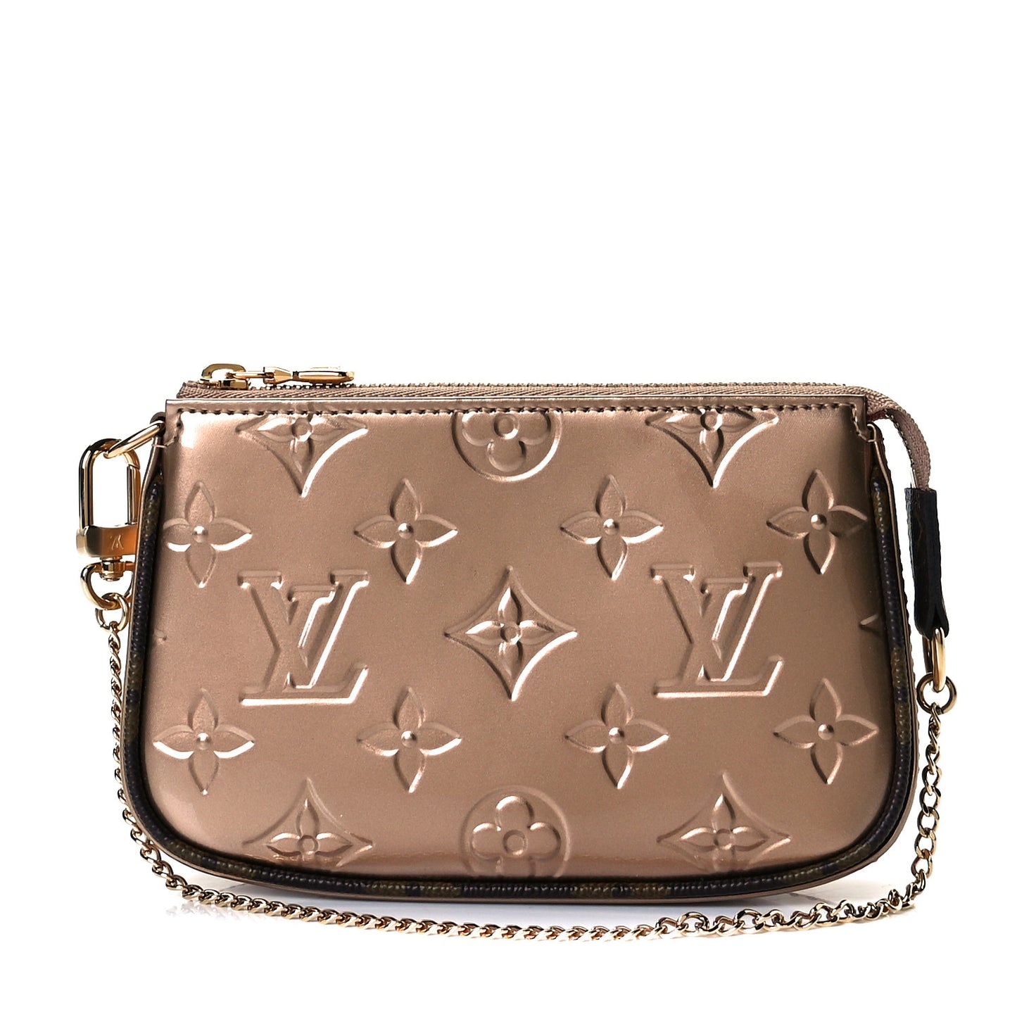 Metallic Vernis Mini Pochette Accessories Rose Gold