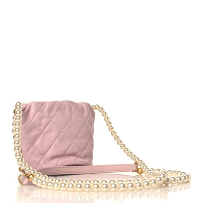 Chanel Calfskin Quilted Pearl Mini About Pearls Drawstring Bucket Light Pink 3 of 9