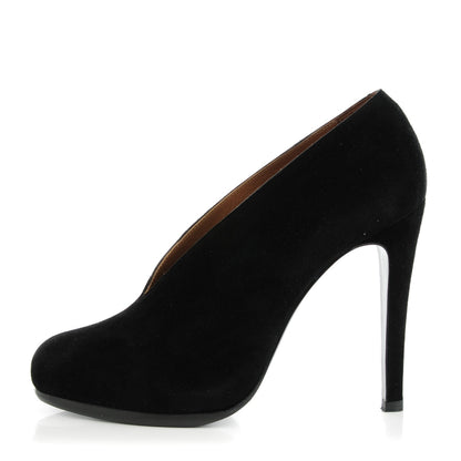 Hermes Goatskin Suede Florida Pumps 38 Black 1 of 8