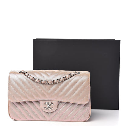 Chanel Metallic Caviar Chevron Quilted Medium Double Flap Light Gold 11 of 11