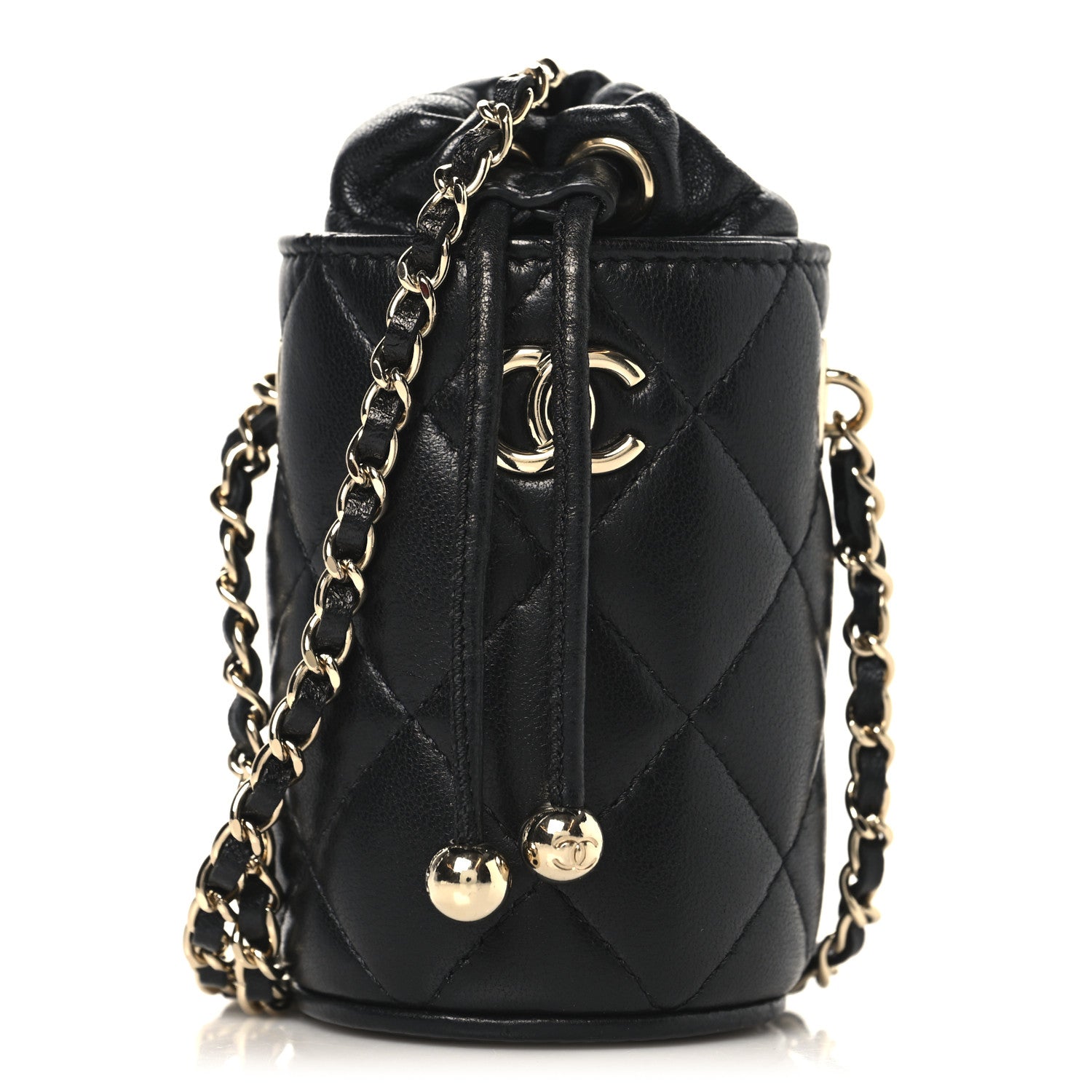 Chanel Lambskin Quilted Mini Bucket Bag With Chain Black 1843492 – FASHIONPHILE