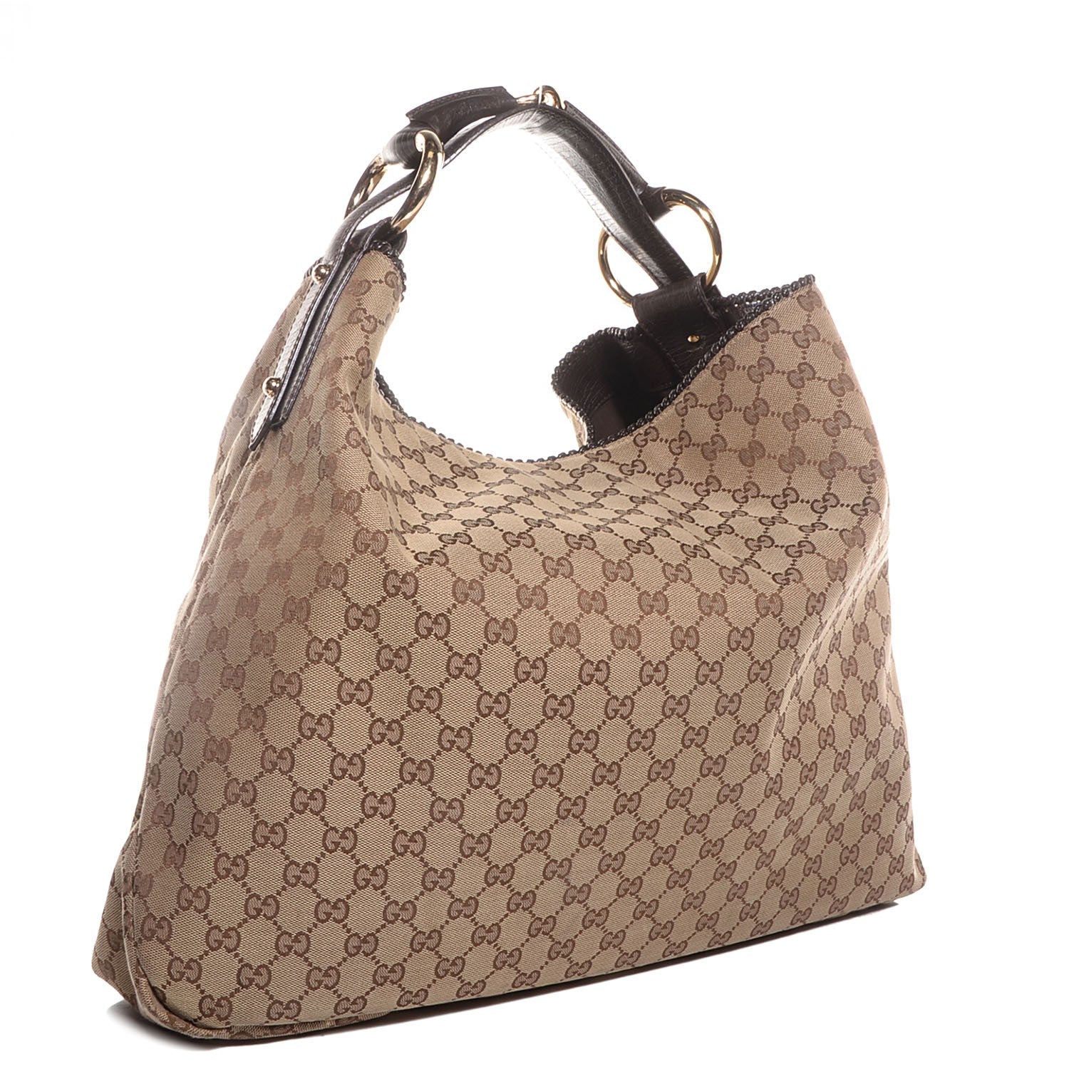 Gucci Monogram Large Horsebit Chain Hobo Dark Brown 3 of 7