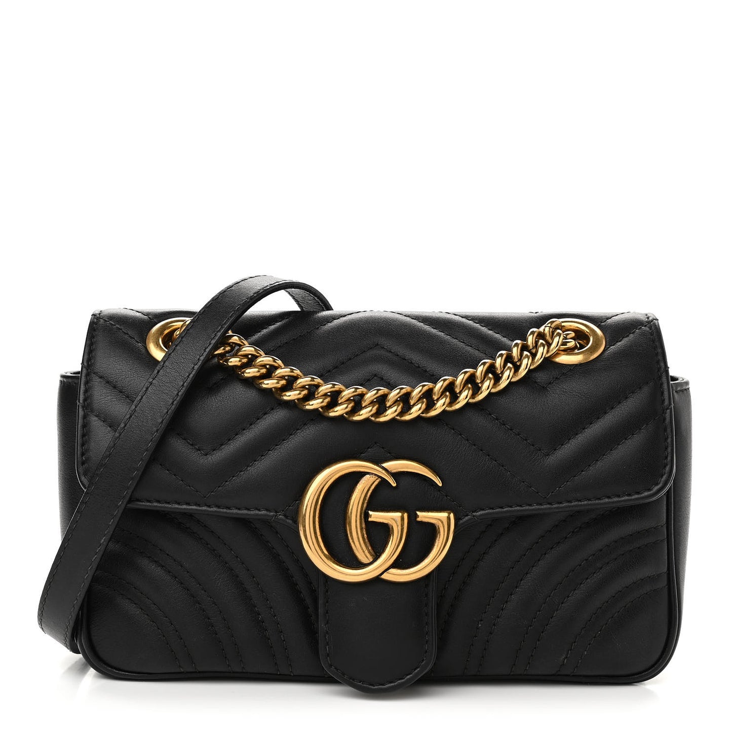 Calfskin Matelasse Mini GG Marmont Shoulder Bag Black