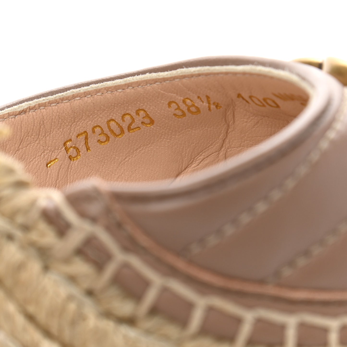 Nappa Matelasse GG Marmont Ankle Wrap Platform 35/120mm Espadrille Wedges 38.5 Porcelain Rose