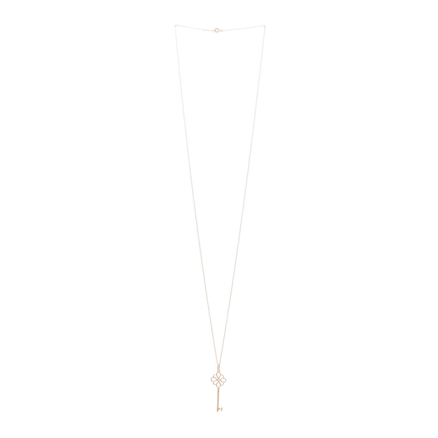 Tiffany 18K Rose Gold Knot Key Pendant Necklace 2 of 5