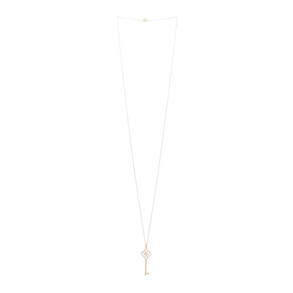 Tiffany 18K Rose Gold Knot Key Pendant Necklace 2 of 5