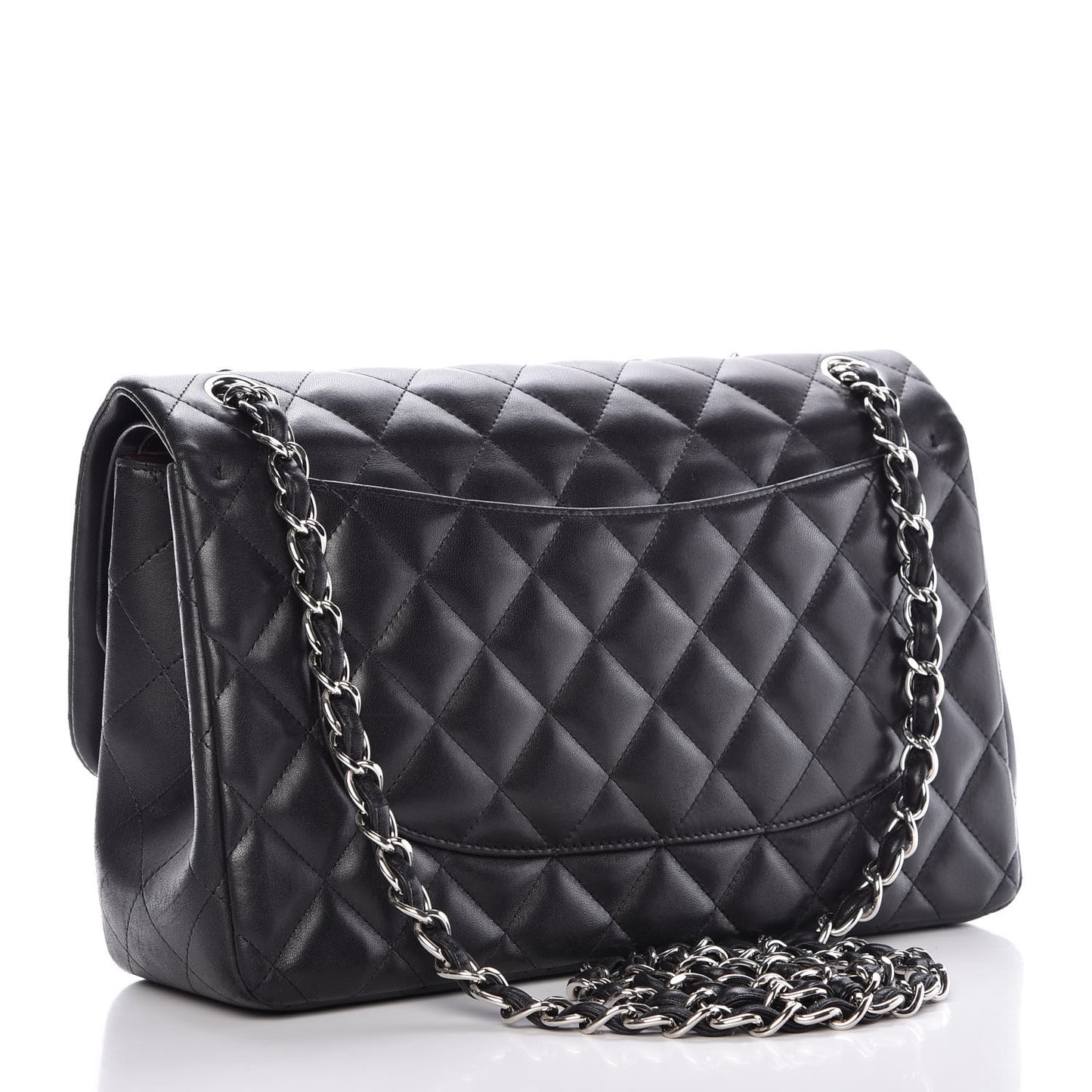 Lambskin Quilted Jumbo Double Flap Black