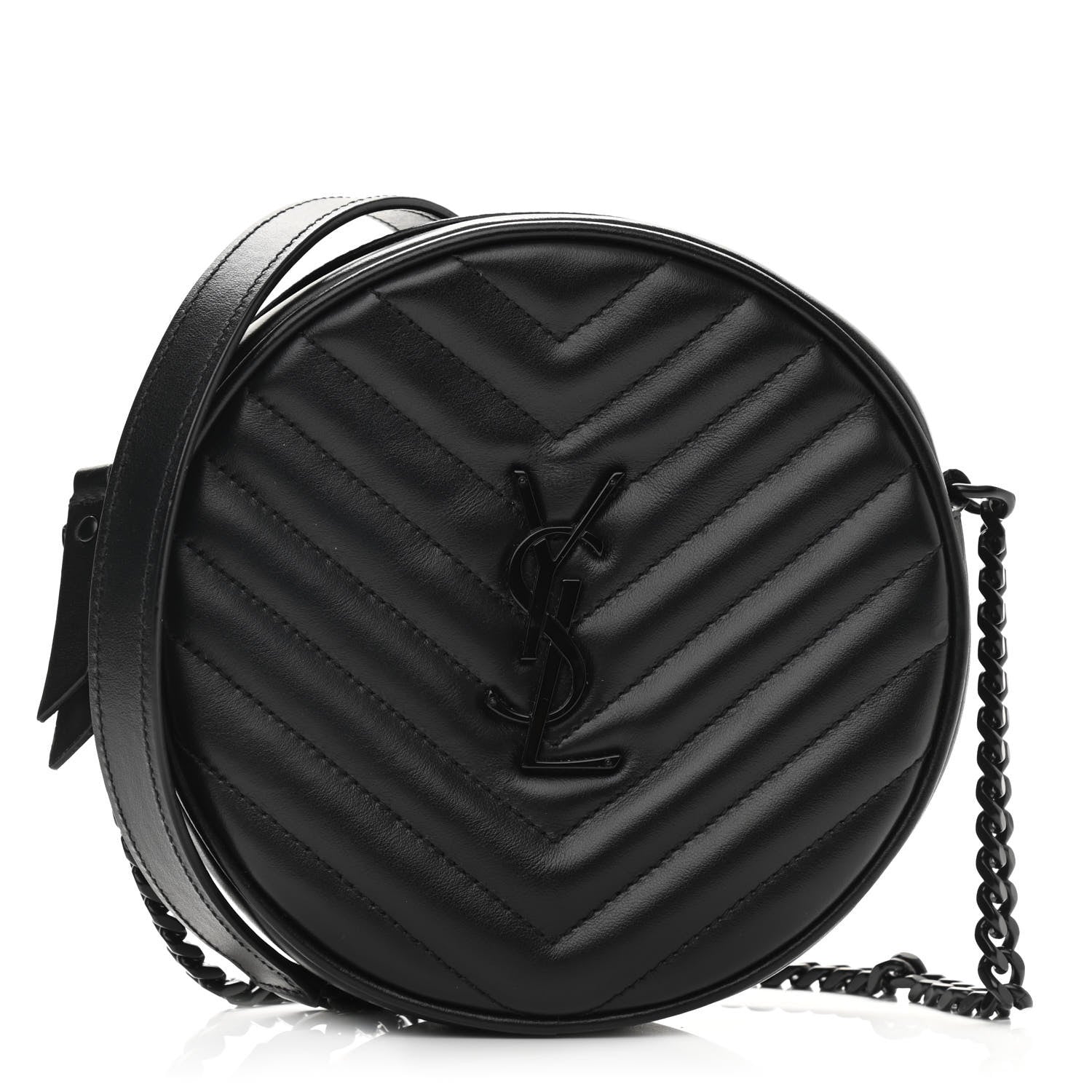 Saint Laurent Calfskin Matelasse Chevron Round Vinyle Camera Bag Black 1 of 9