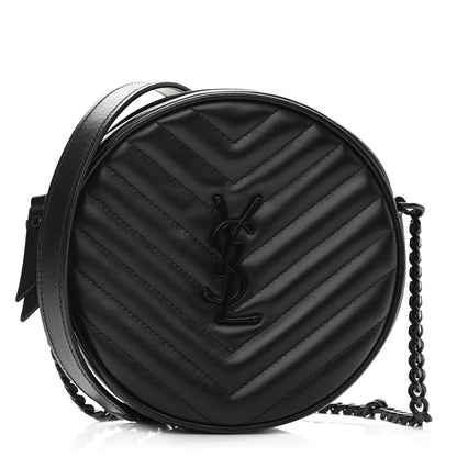Saint Laurent Calfskin Matelasse Chevron Round Vinyle Camera Bag Black 1 of 9