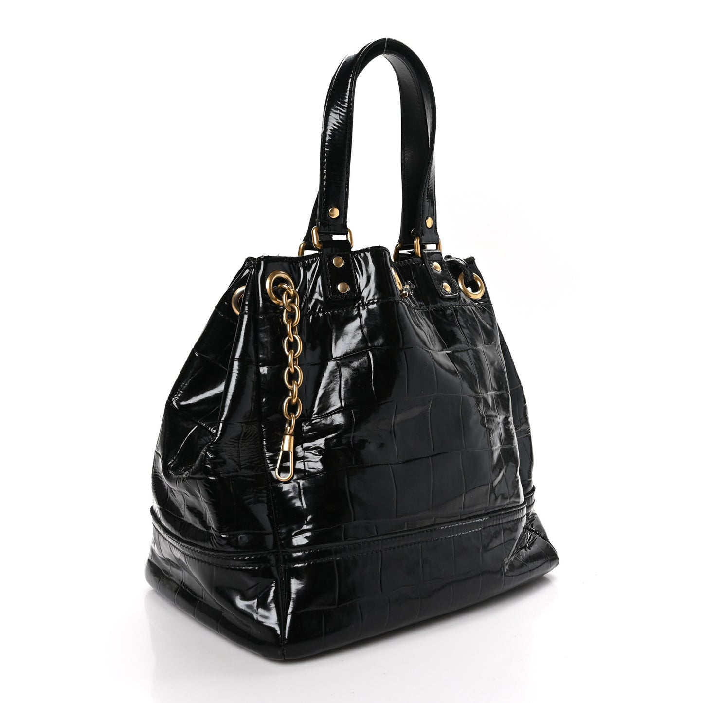 Patent Croc Overseas Tote Black