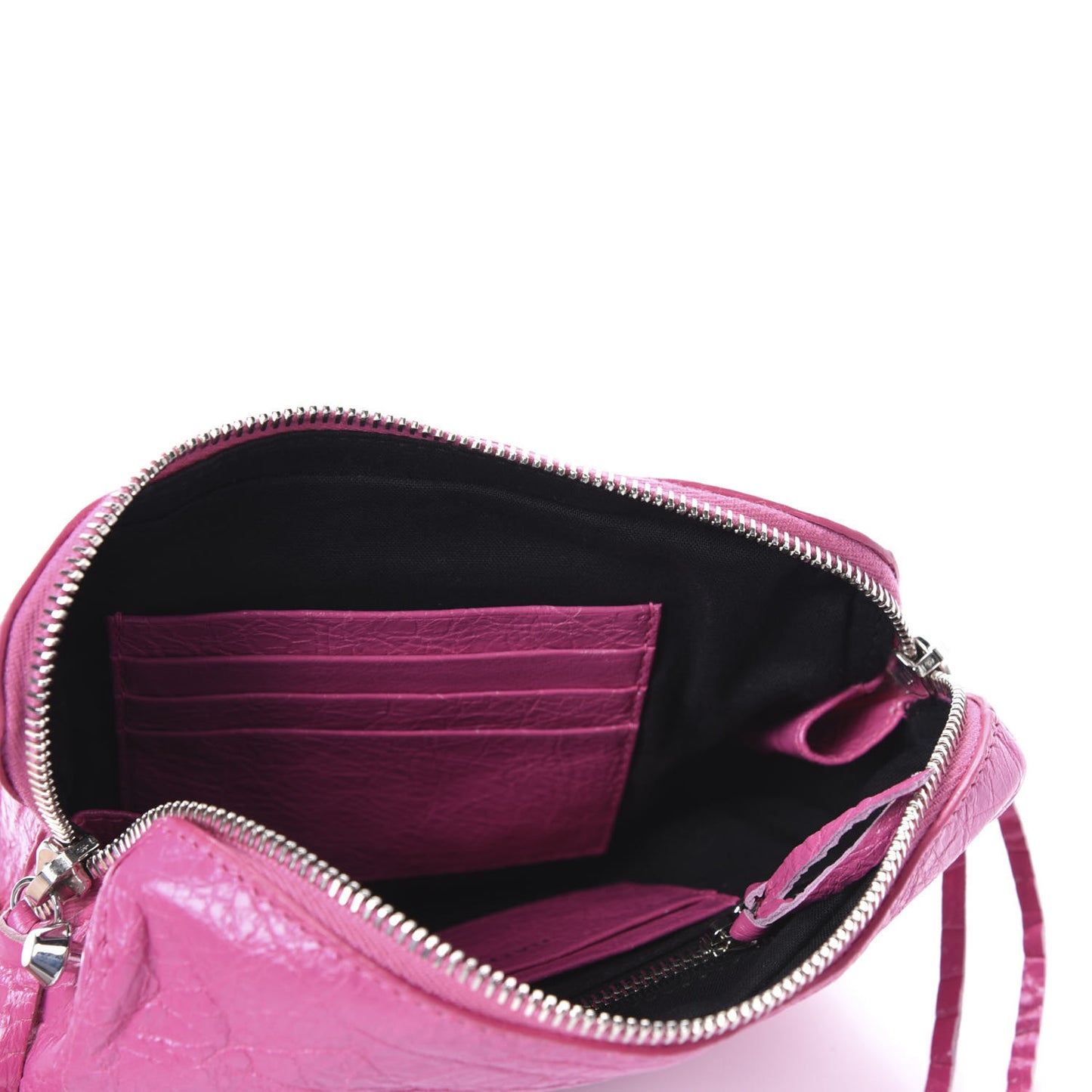 Agneau Arena Classic Silver Hardware XS Reporter Crossbody Rose Flamingo