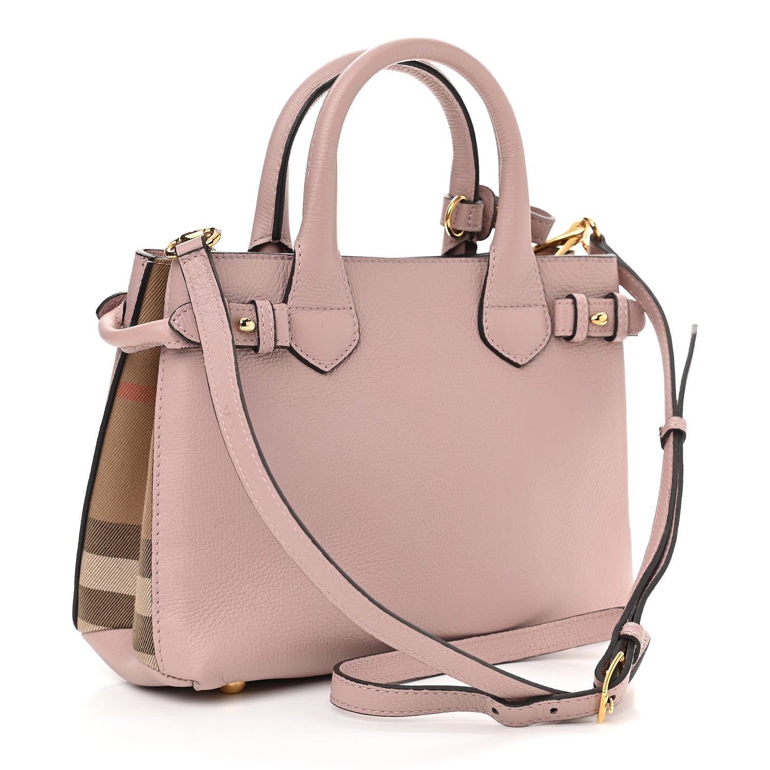 Burberry Grainy Calfskin House Check Small Banner Tote Pale Orchid 3 of 13