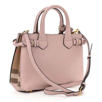 Burberry Grainy Calfskin House Check Small Banner Tote Pale Orchid 3 of 13