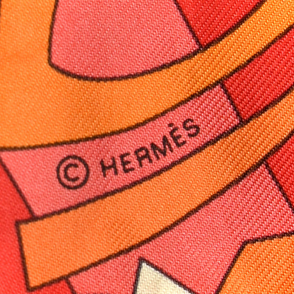 Hermes Silk Le Nombre D'Or Twilly Orange Corail Jaune D'or 3 of 6