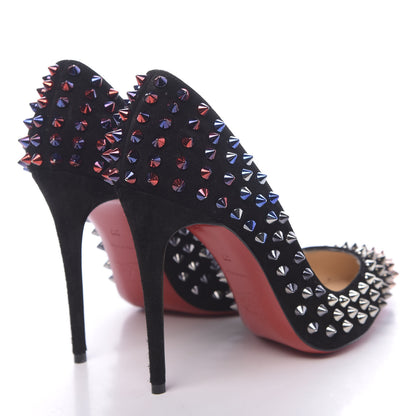 Christian Louboutin Suede Follies Spikes 100 Pumps 37 Black 4 of 15