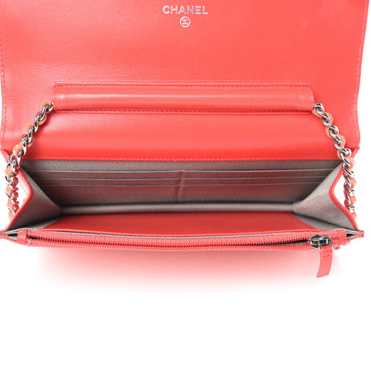 Chanel Caviar Timeless CC Wallet On Chain WOC Light Red 5 of 11