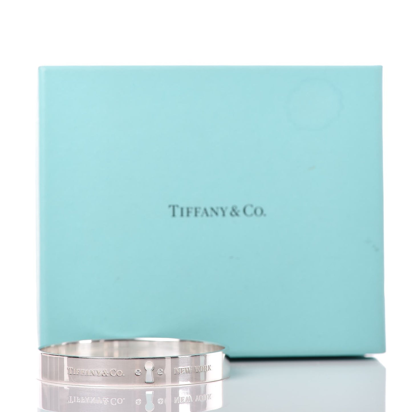 Sterling Silver Diamond Narrow Locks Bangle Bracelet