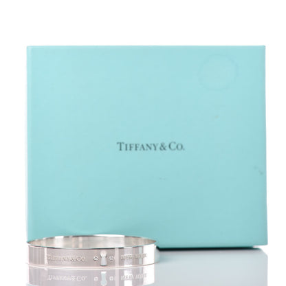 Tiffany Sterling Silver Diamond Narrow Locks Bangle Bracelet 7 of 7