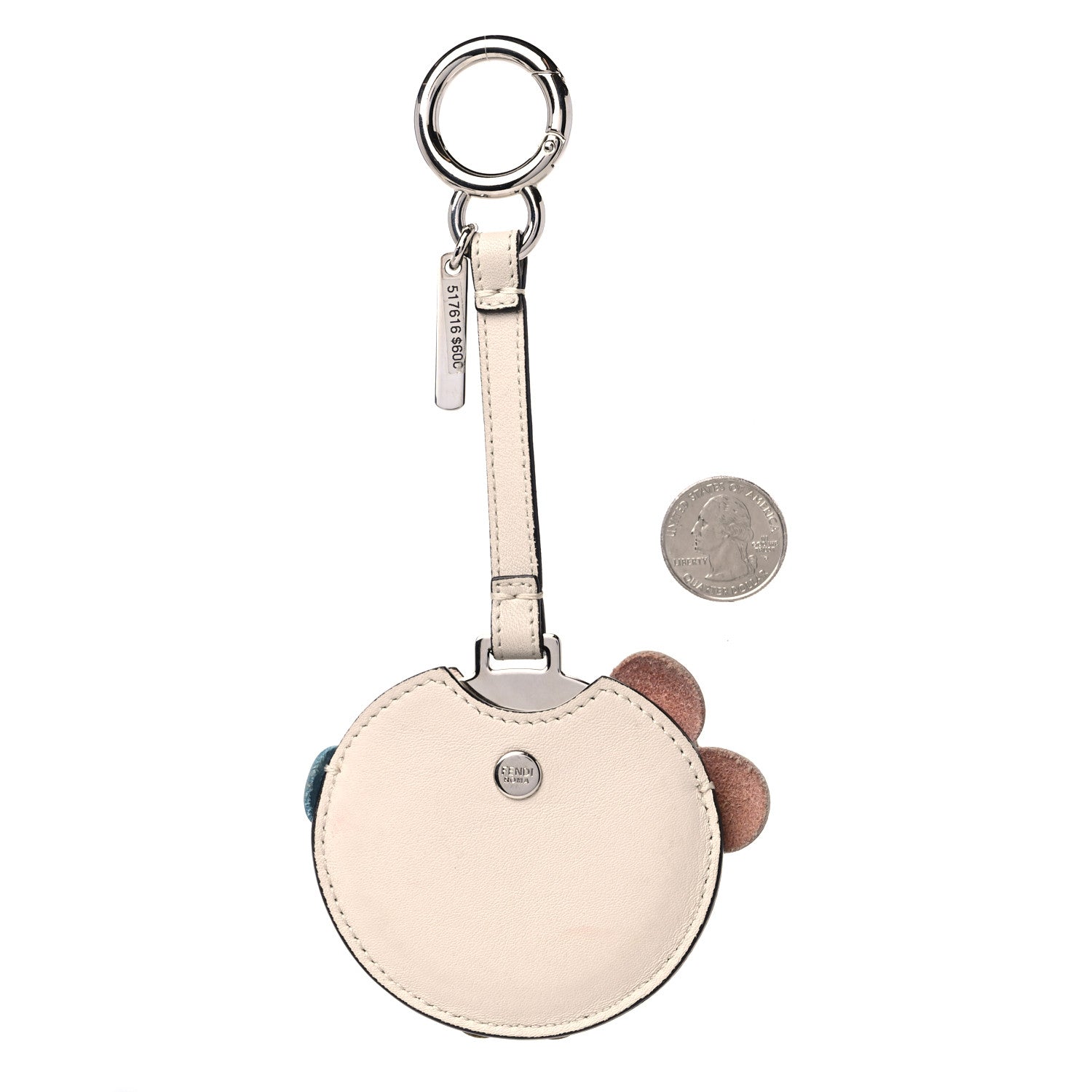 Fendi Calfskin Flowerland Mirror Bag Charm Beige Multicolor 3 of 6