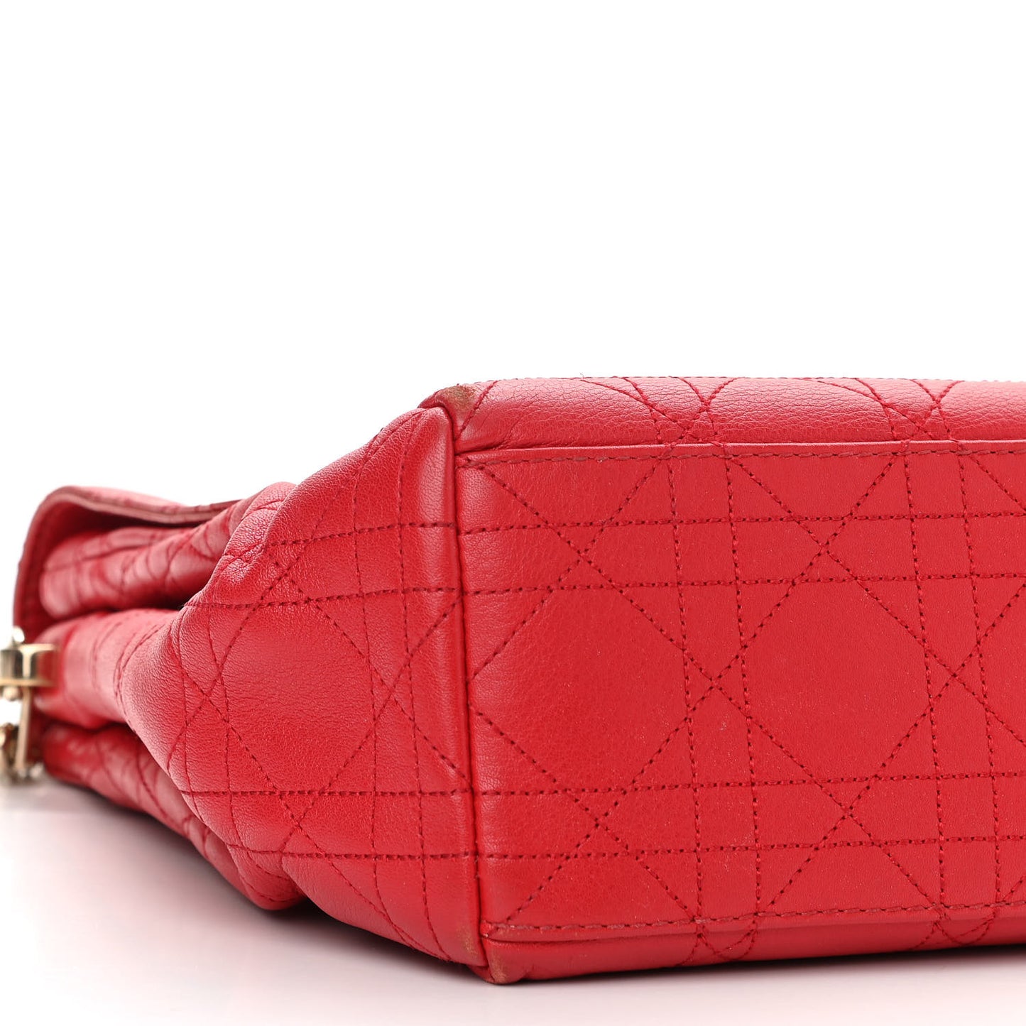 Calfskin Cannage Stitched Medium Diorling Red
