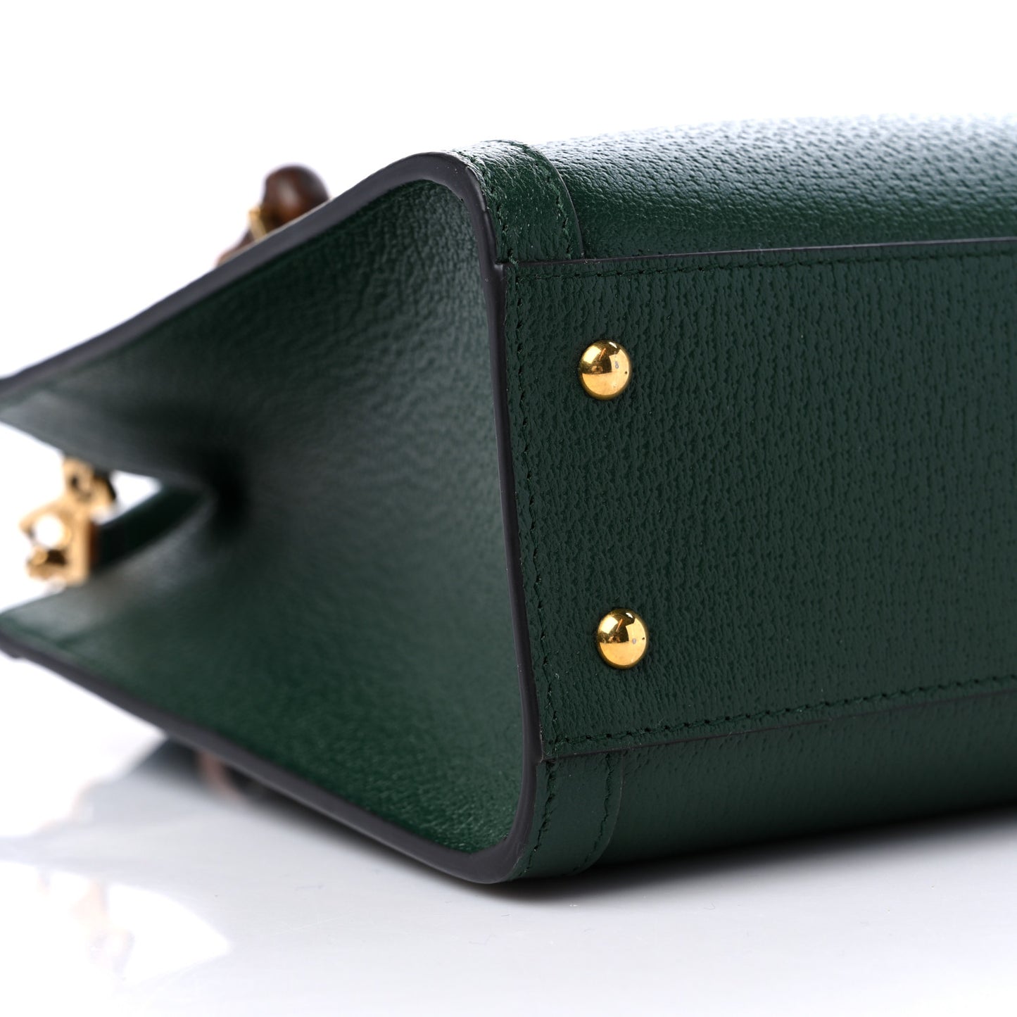 Textured Dollar Calfskin Web Small Diana Tote Bag Green